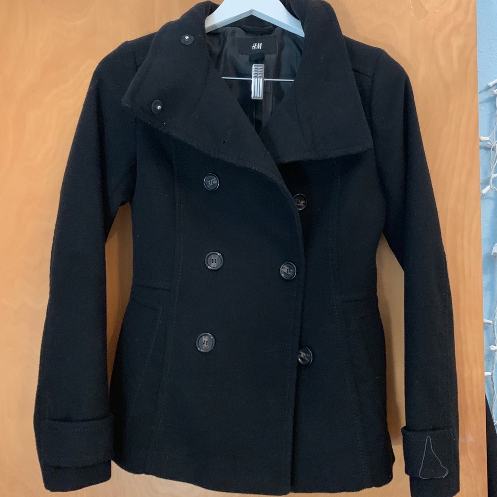 H&M BLACK PEA COAT